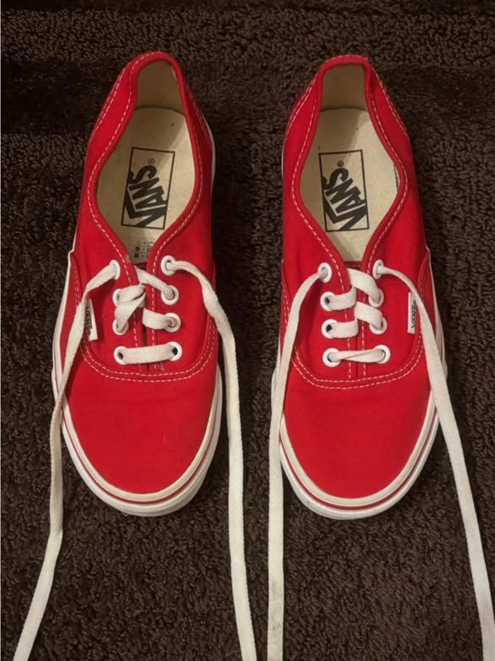 Vans Kids Authentic Canvas Sneakers - Red-SIZE 4.5-